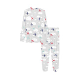 Airplane cloud grey background Kids' Boys' Girls' All Over Print Pajama Set