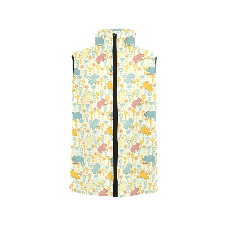Hippopotamus Pattern Print Design 04 Women's Padded Vest