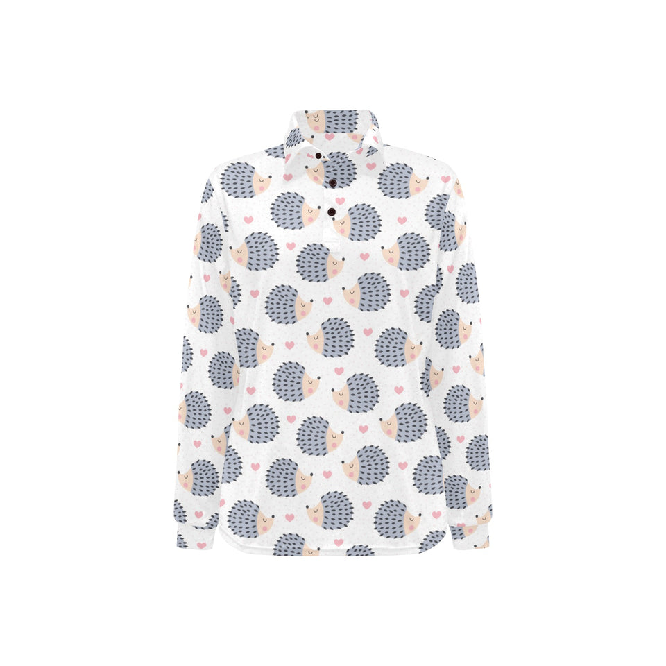 Hedgehog Pattern Print Design 04 Women's Long Sleeve Polo Shirt