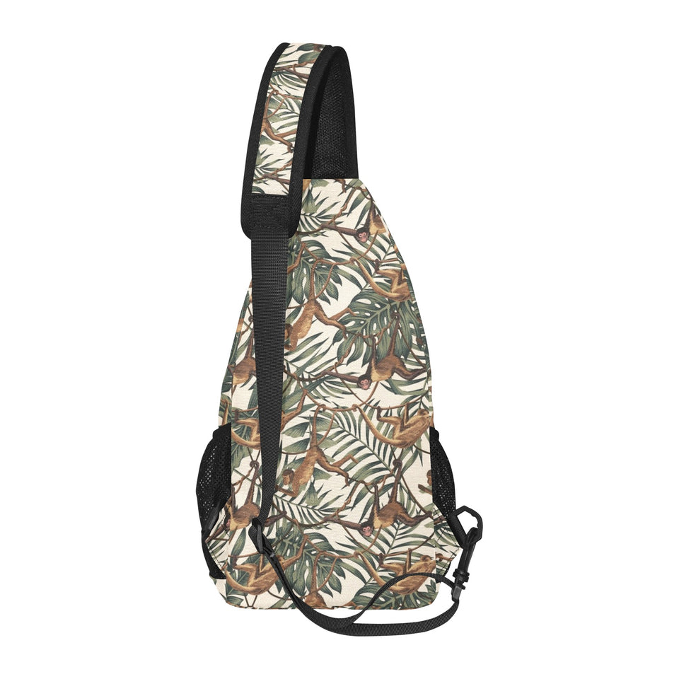 Monkey tropical leaves background All Over Print Chest Bag