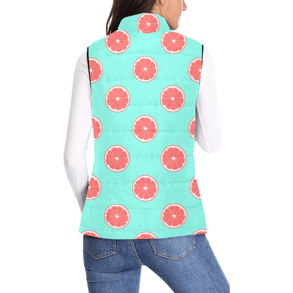 Grapefruit green background Women's Padded Vest