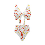 Waterclor boomerang Australian aboriginal ornament Chest Bowknot High Waisted Bikini Swimsuit