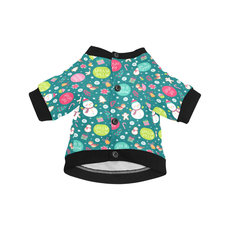 Snowman bird decorative elements christmas pattern All Over Print Pet Dog Round Neck Fuzzy Shirt