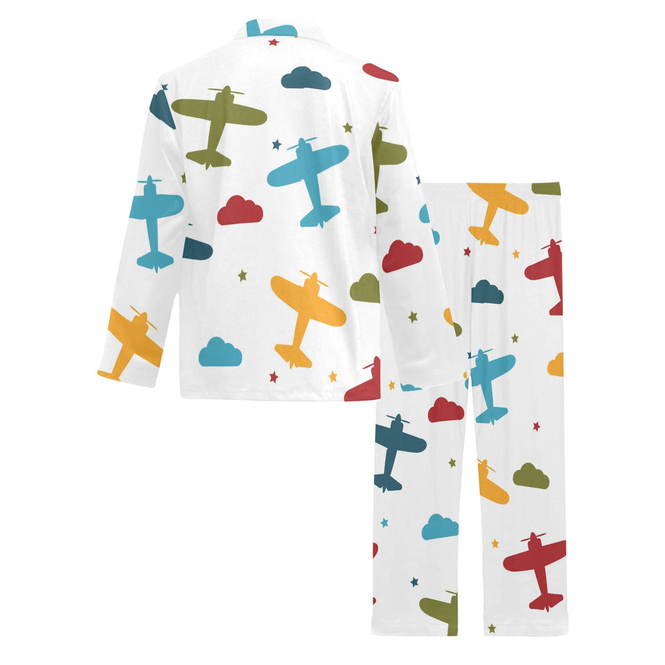 Airplane star cloud colorful Men's Long Pajama Set