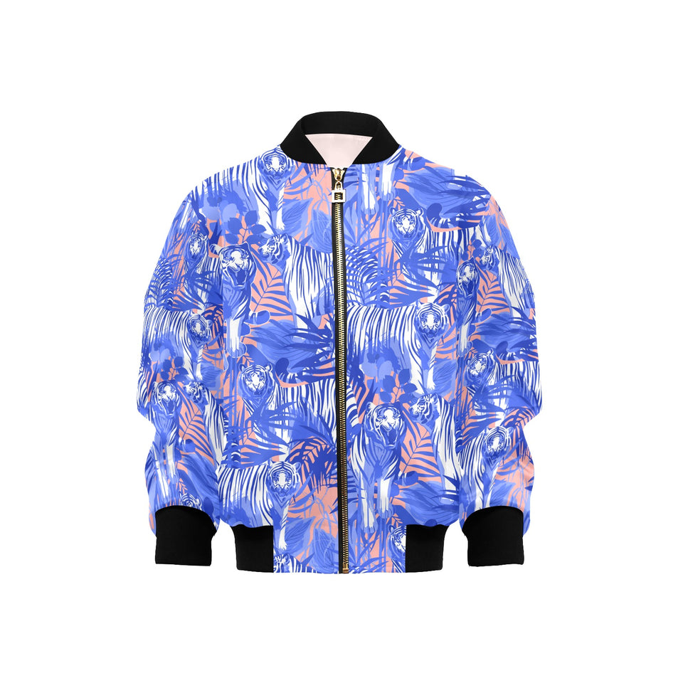 white bengal tigers pattern Kids' Boys' Girls' Bomber Jacket