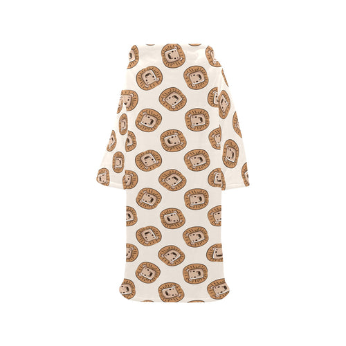 Lion Pattern Print Design 01 Blanket Robe with Sleeves