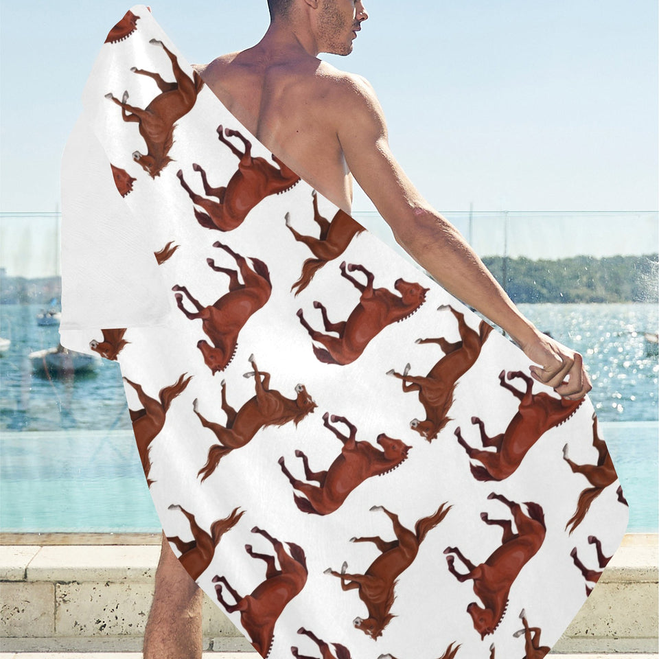 Horses running pattern background Beach Towel