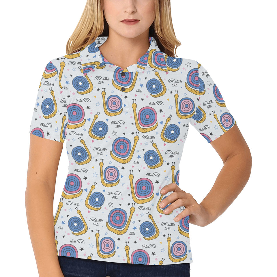 Snail Pattern Print Design 05 Women's All Over Print Polo Shirt