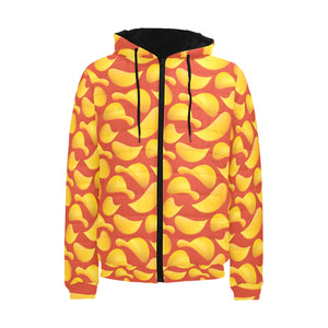 Potato Chips Pattern Print Design 05 Men's Padded Hooded Jacket
