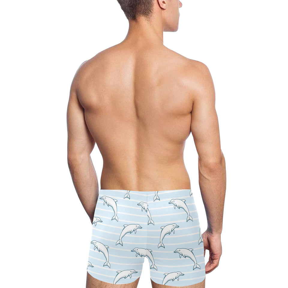 Dolphin blue striped background Men's Swimming Trunks