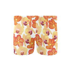 Orange yellow orchid flower pattern background Men's Swimming Trunks