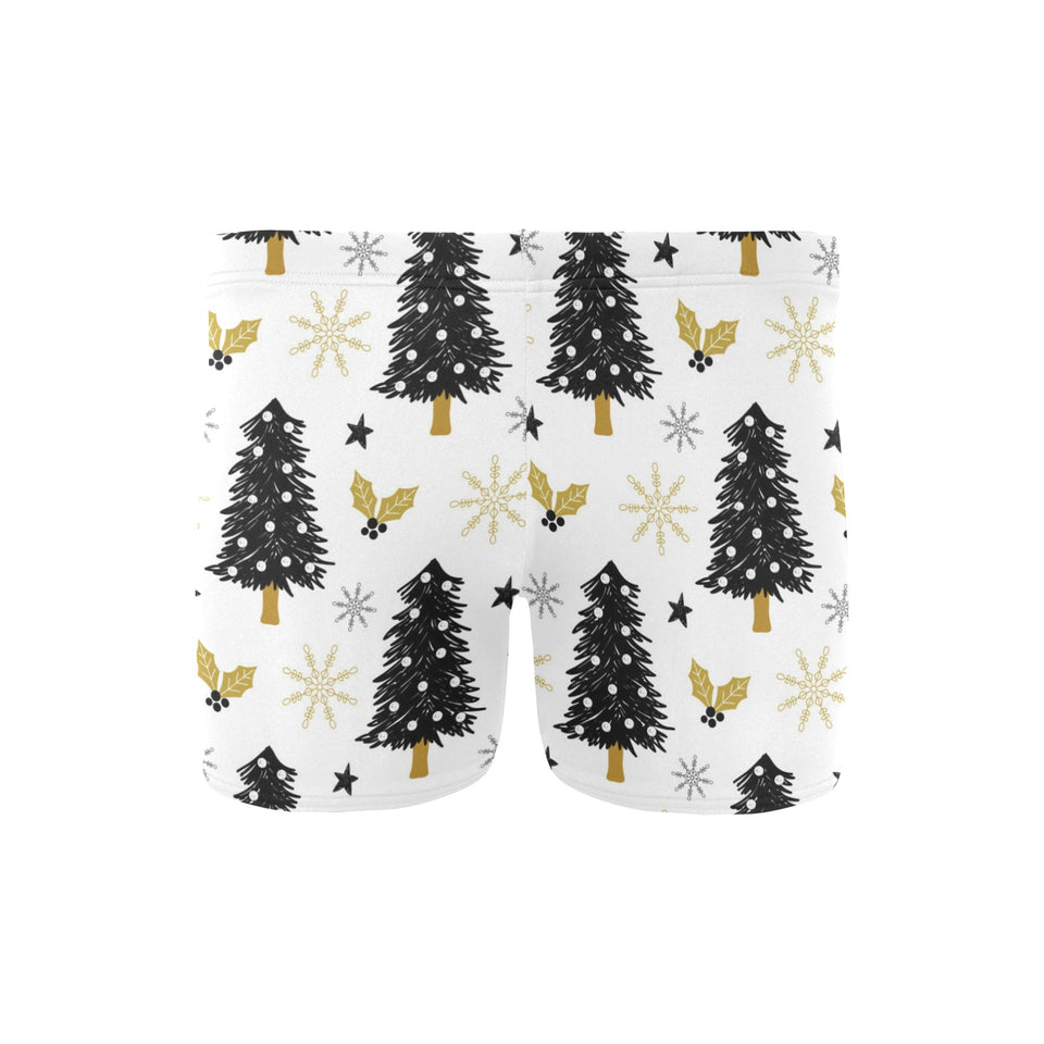 Christmas tree holly snow star pattern Men's Swimming Trunks