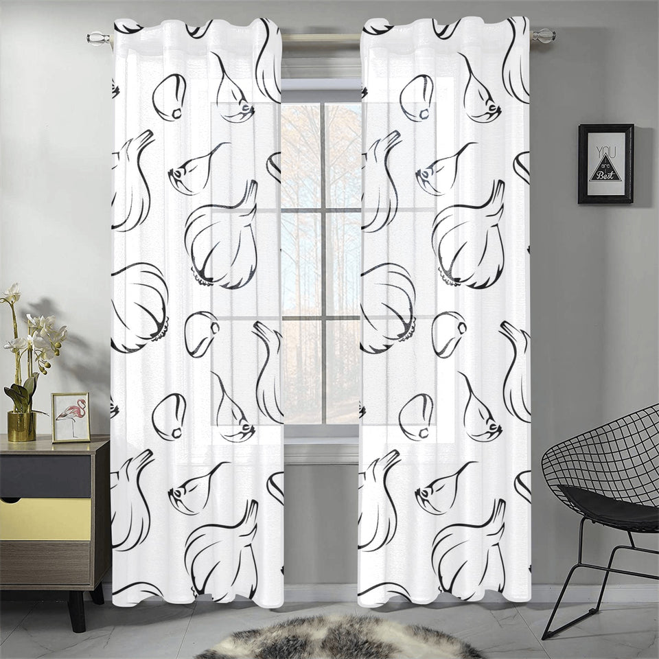 Garlic pattern black white Gauze Curtain