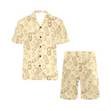 hand drawn peanuts pattern Men's V-Neck Short Pajama Set