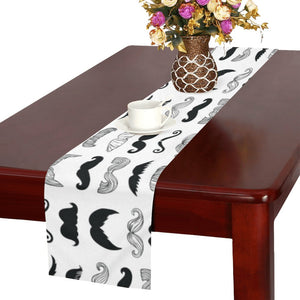 Mustache Beard Pattern Print Design 04 Table Runner
