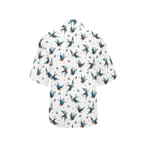 Swallow Pattern Print Design 04 Women's All Over Print Hawaiian Shirt