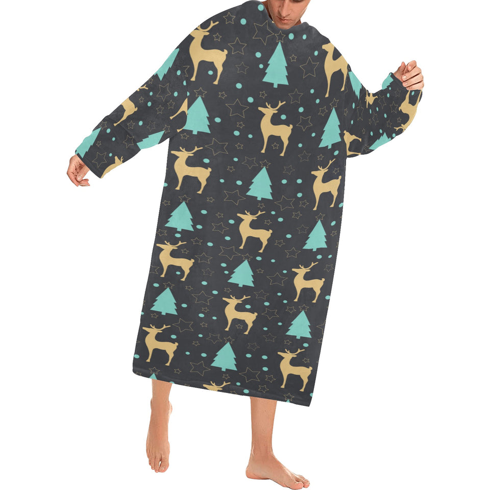 Deers star tree pattern Blanket Robe with Sleeves