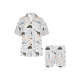 Polar bears star poka dot pattern Women's V-Neck Short Pajama Set