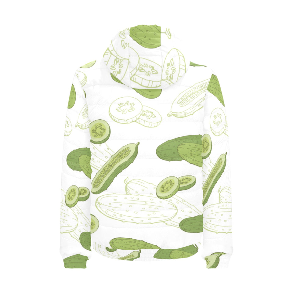 Cucumber sketch pattern Men's Padded Hooded Jacket