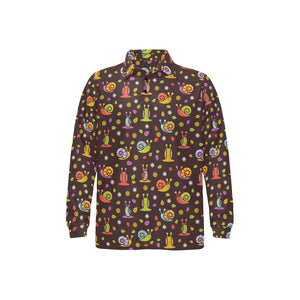 Snail Pattern Print Design 02 Men's Long Sleeve Polo Shirt