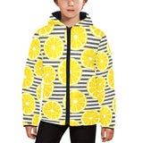 slice of lemon design pattern Kids' Boys' Girls' Padded Hooded Jacket