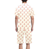 Golden Retriever Pattern Print Design 01 Men's V-Neck Short Pajama Set