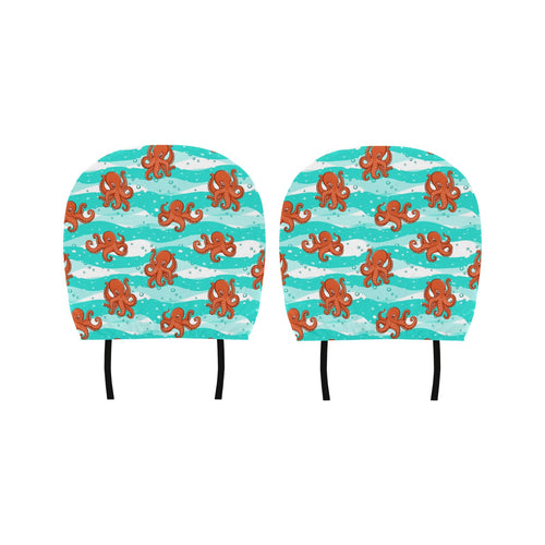 Octopuses sea wave background Car Headrest Cover