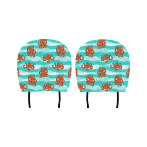 Octopuses sea wave background Car Headrest Cover
