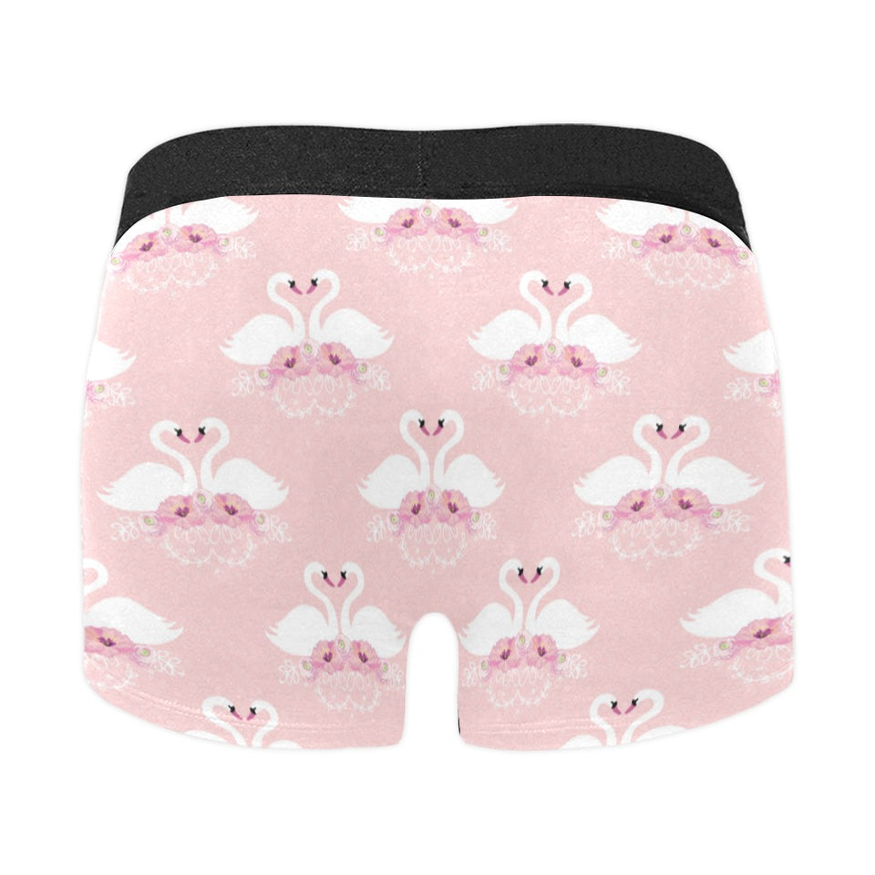 White swan and flower love pattern Men's All Over Print Boxer Briefs Men's Underwear