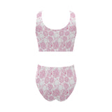 Sketch guava pattern Chest Bowknot High Waisted Bikini Swimsuit
