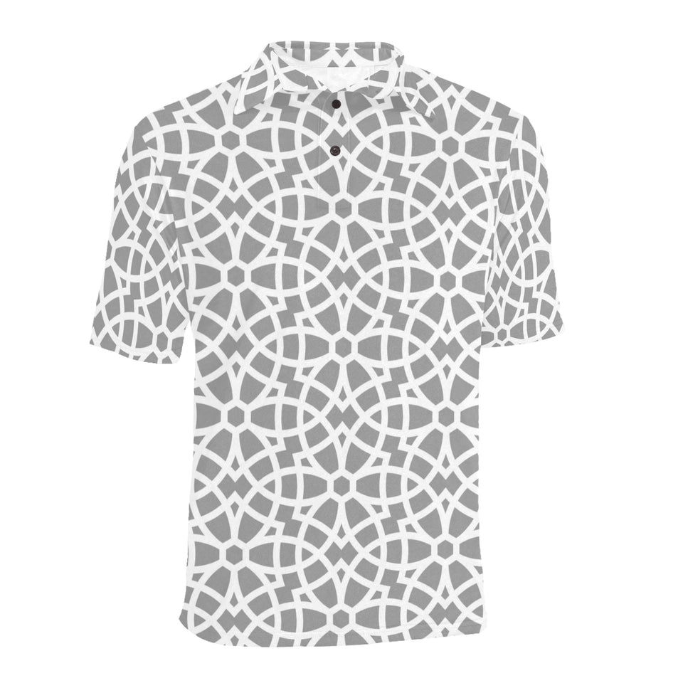 arabic gray pattern Men's All Over Print Polo Shirt