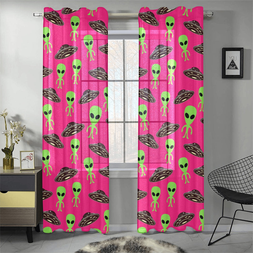 Alien Pattern Print Design 03 Gauze Curtain