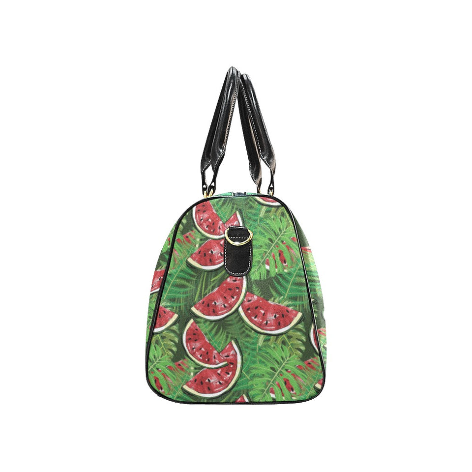 Watermelons tropical palm leaves pattern backgroun Travel Bag
