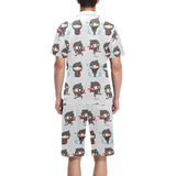 Cute ninja pattern Men's V-Neck Short Pajama Set