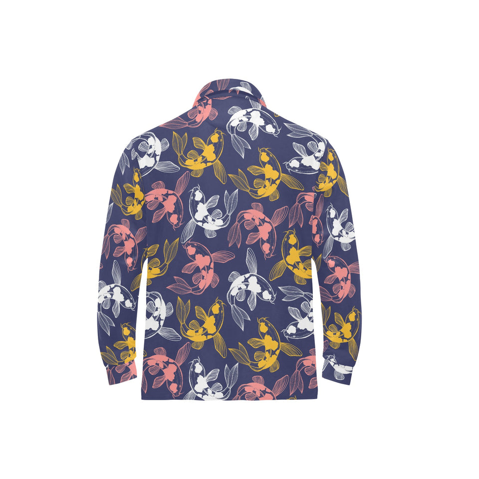 Koi Fish Carp Fish pattern Men's Long Sleeve Polo Shirt