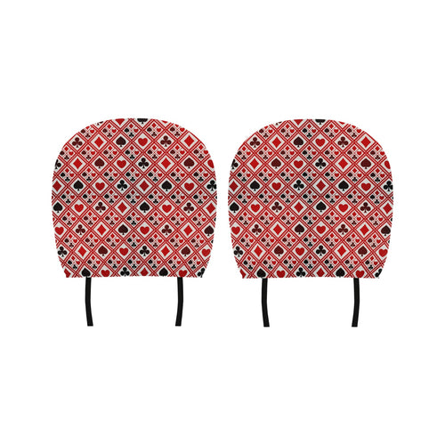 Casino Cards Suits Pattern Print Design 03 Car Headrest Cover