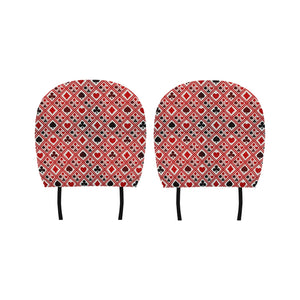 Casino Cards Suits Pattern Print Design 03 Car Headrest Cover