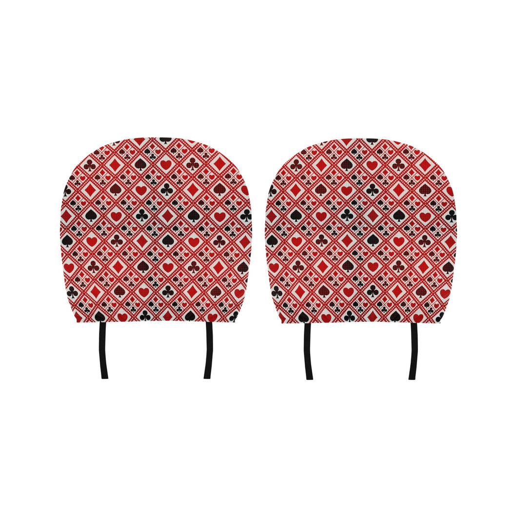 Casino Cards Suits Pattern Print Design 03 Car Headrest Cover