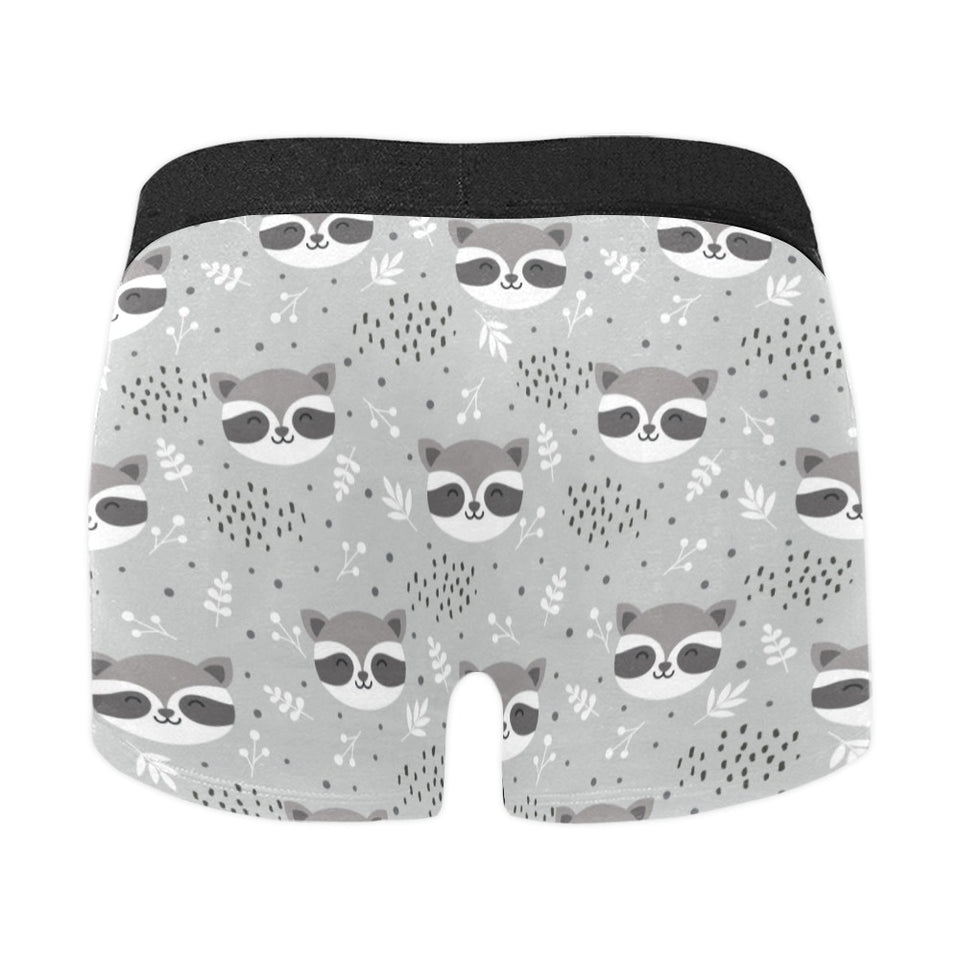 Cute raccoons leaves dot Men's All Over Print Boxer Briefs Men's Underwear