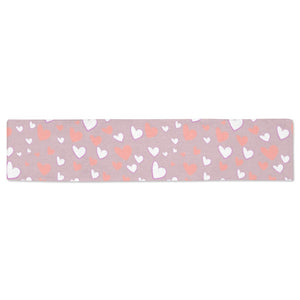 coral white heart pattern Table Runner