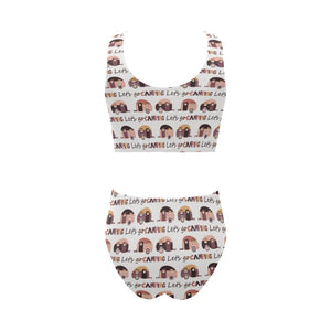 Camper Van Pattern Print Design 01 Chest Bowknot High Waisted Bikini Swimsuit
