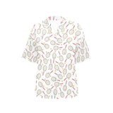 Tennis Pattern Print Design 04 Women's All Over Print Hawaiian Shirt