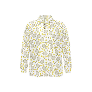 Tennis Pattern Print Design 02 Men's Long Sleeve Polo Shirt