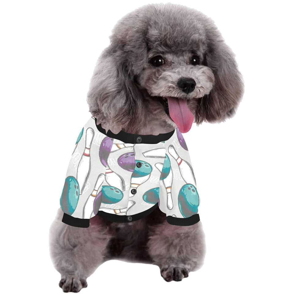 Bowling ball and pin gray background All Over Print Pet Dog Round Neck Fuzzy Shirt