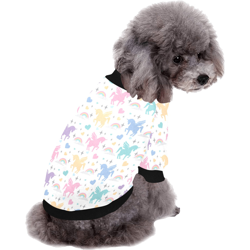 colorful unicorn rainbow heart pattern All Over Print Pet Dog Round Neck Fuzzy Shirt