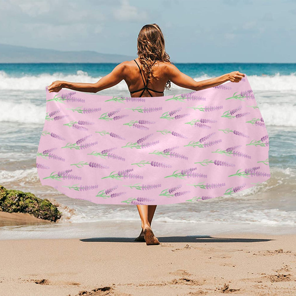 Lavender pattern pink background Beach Towel