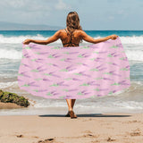 Lavender pattern pink background Beach Towel