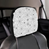 Spider web cobweb pattern white background Car Headrest Cover