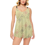 Camera Pattern Print Design 01 Chest Sexy Pleated Two Piece Swim Dress
