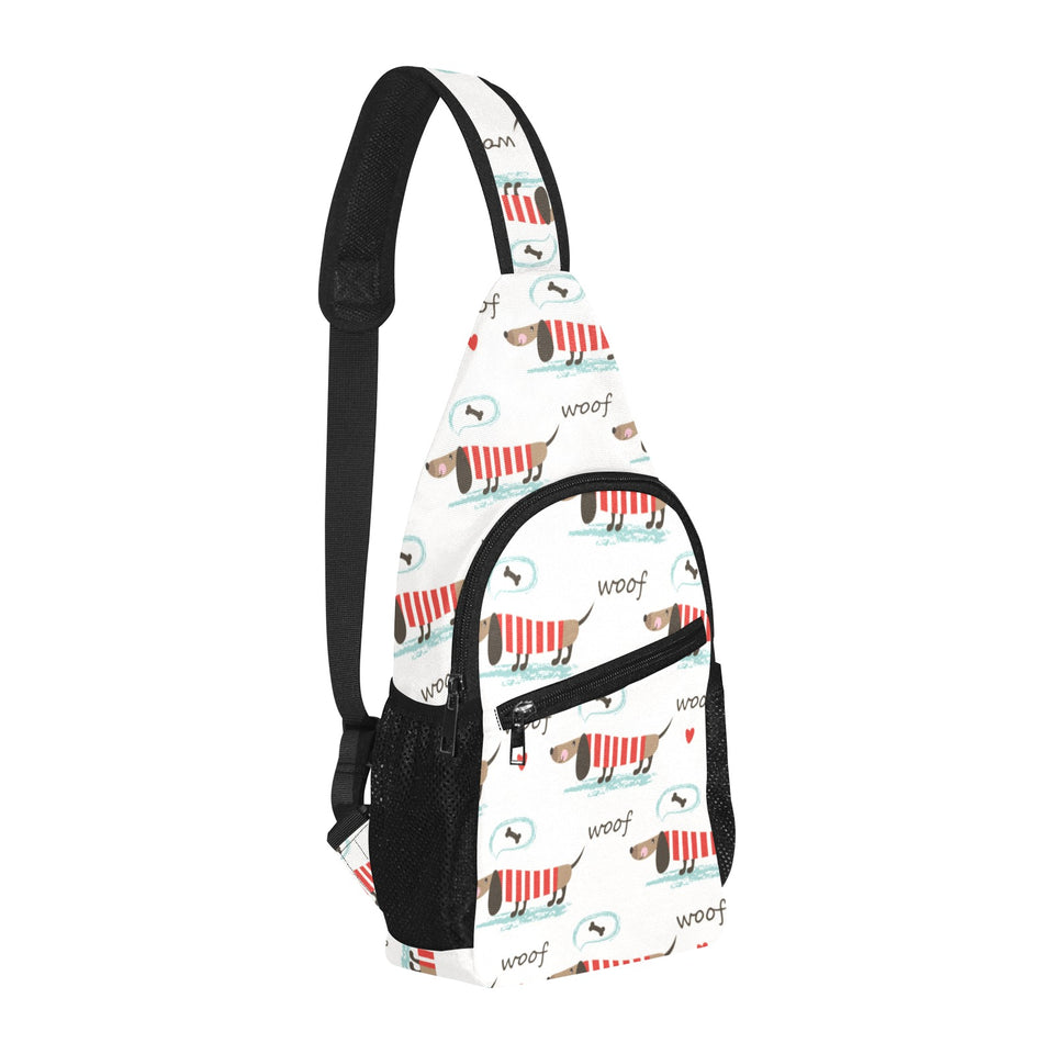 Cute dachshund bone pattern All Over Print Chest Bag